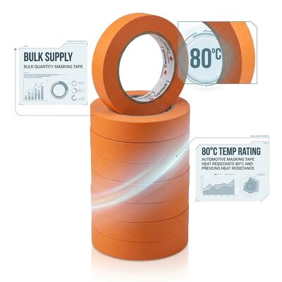 Nhà cung cấp Trung Quốc bán buôn Băng keo che chắn màu cam chịu nhiệt 80 độ dùng sửa chữa ô tô với độ nhớt cao, có thể tùy chỉnh với bao bì gốc